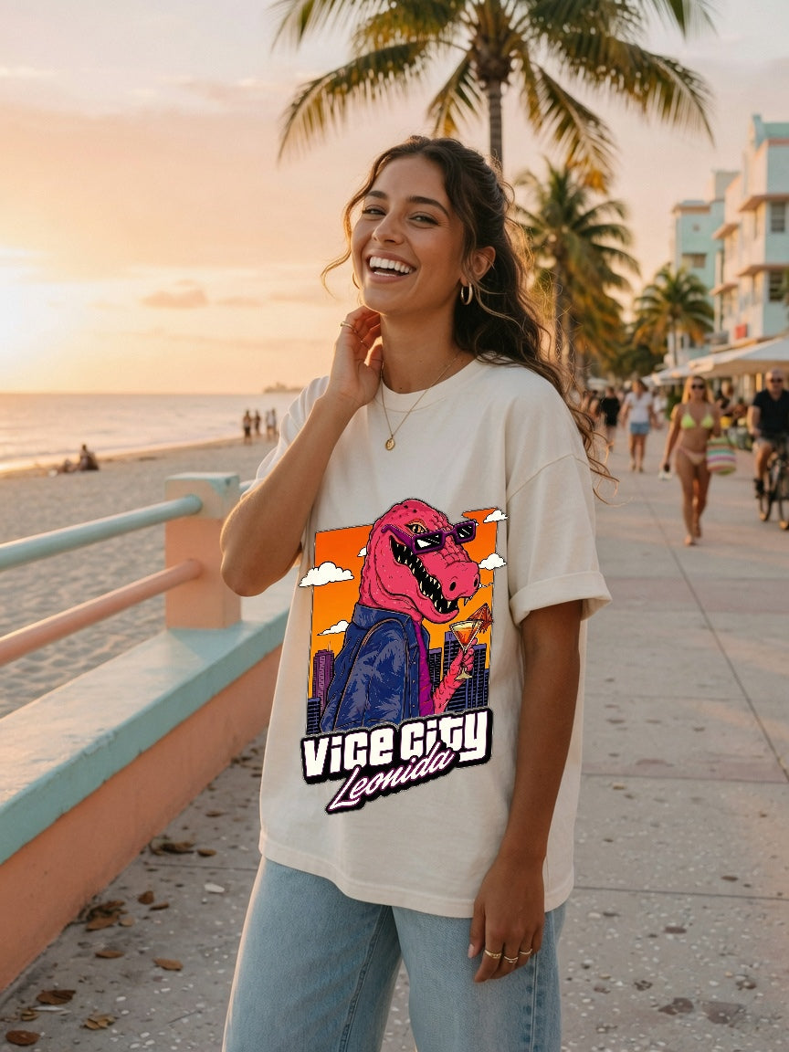 Vice Leonida Gator Tee - Ivory - model